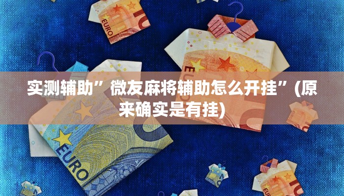 实测辅助”微友麻将辅助怎么开挂”(原来确实是有挂)