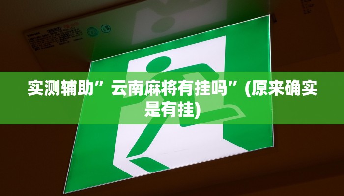 实测辅助”云南麻将有挂吗”(原来确实是有挂)