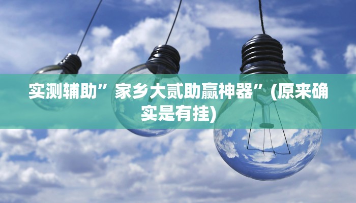 实测辅助”家乡大贰助赢神器”(原来确实是有挂)