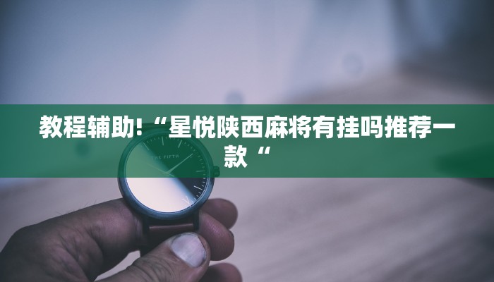 教程辅助!“星悦陕西麻将有挂吗推荐一款“
