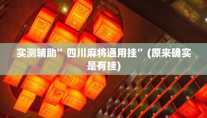 实测辅助”四川麻将通用挂”(原来确实是有挂)