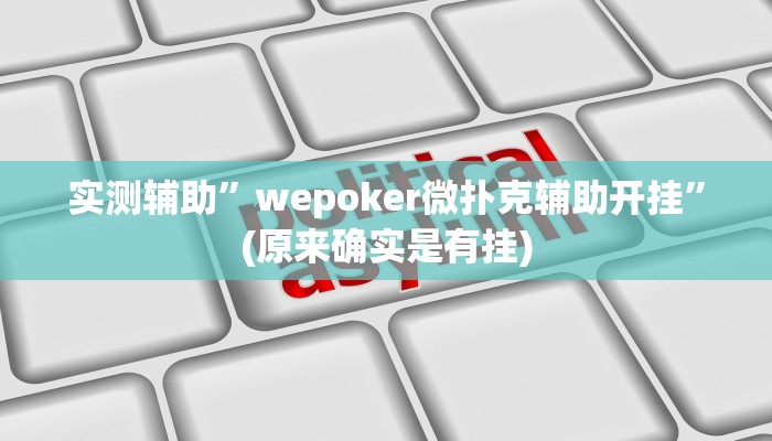 实测辅助”wepoker微扑克辅助开挂”(原来确实是有挂)