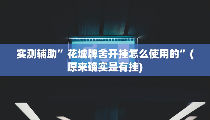 实测辅助”花城牌舍开挂怎么使用的”(原来确实是有挂)