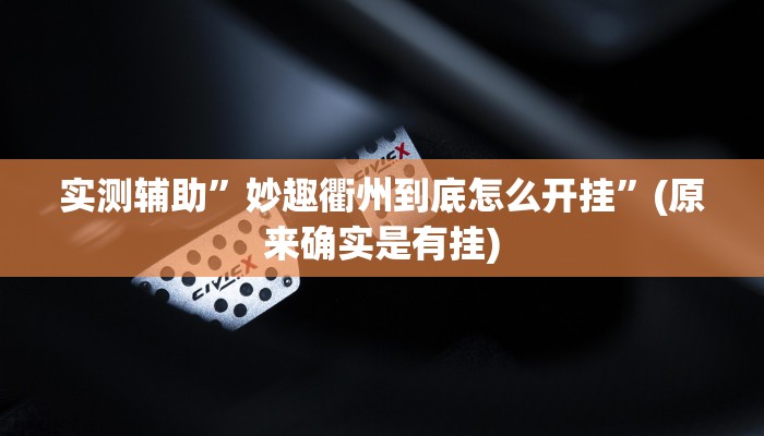 实测辅助”妙趣衢州到底怎么开挂”(原来确实是有挂)