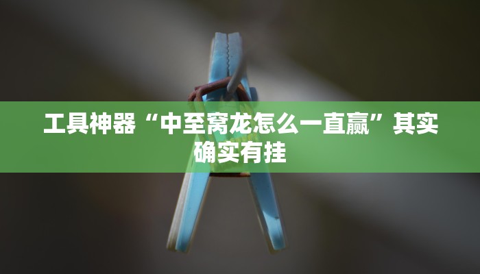 工具神器“中至窝龙怎么一直赢”其实确实有挂