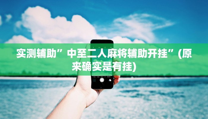 实测辅助”胡乐邯郸麻将有挂吗”(原来确实是有挂)