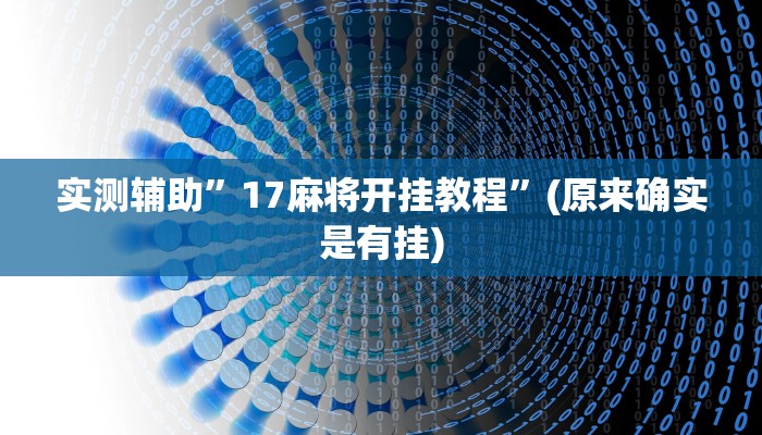 实测辅助”17麻将开挂教程”(原来确实是有挂)