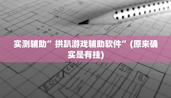 实测辅助”拱趴游戏辅助软件”(原来确实是有挂)