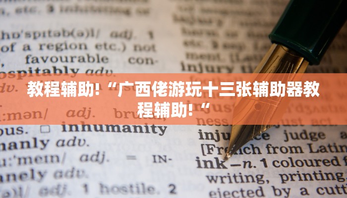 教程辅助!“广西佬游玩十三张辅助器教程辅助!“