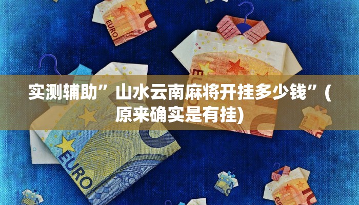 实测辅助”山水云南麻将开挂多少钱”(原来确实是有挂)
