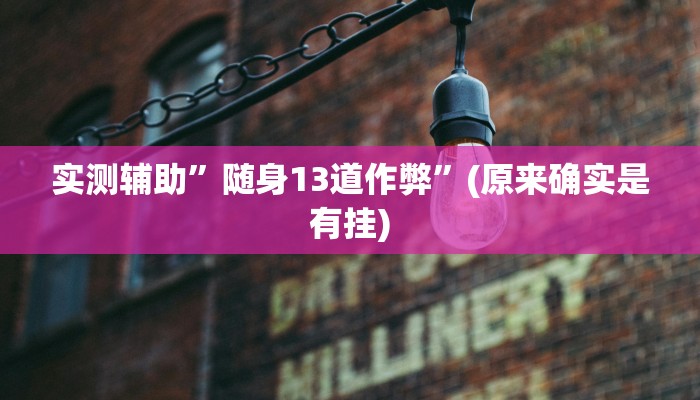 实测辅助”随身13道作弊”(原来确实是有挂)