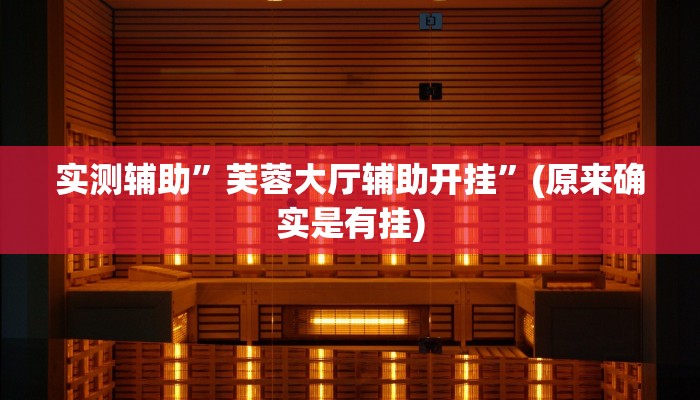实测辅助”芙蓉大厅辅助开挂”(原来确实是有挂)