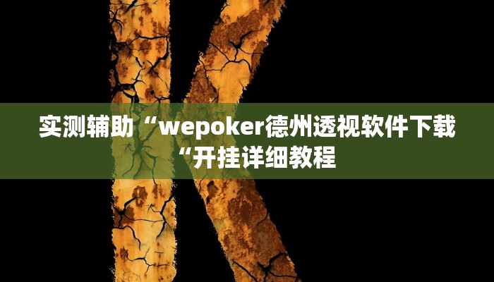 实测辅助“wepoker德州透视软件下载“开挂详细教程