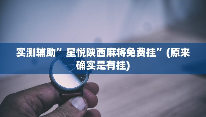 实测辅助”星悦陕西麻将免费挂”(原来确实是有挂)