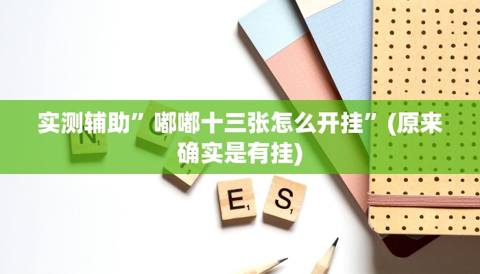 实测辅助”嘟嘟十三张怎么开挂”(原来确实是有挂)