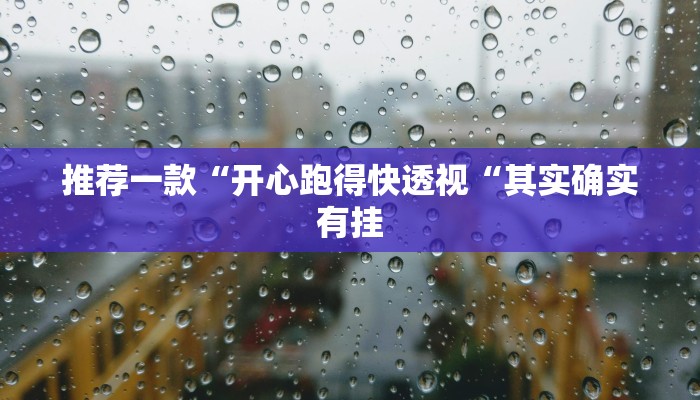 推荐一款“开心跑得快透视“其实确实有挂