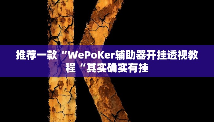 推荐一款“WePoKer辅助器开挂透视教程“其实确实有挂