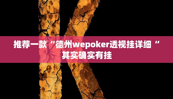 推荐一款“德州wepoker透视挂详细“其实确实有挂