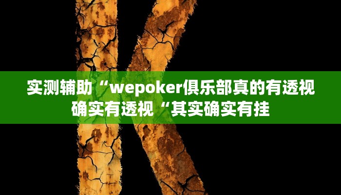 实测辅助“wepoker俱乐部真的有透视确实有透视“其实确实有挂