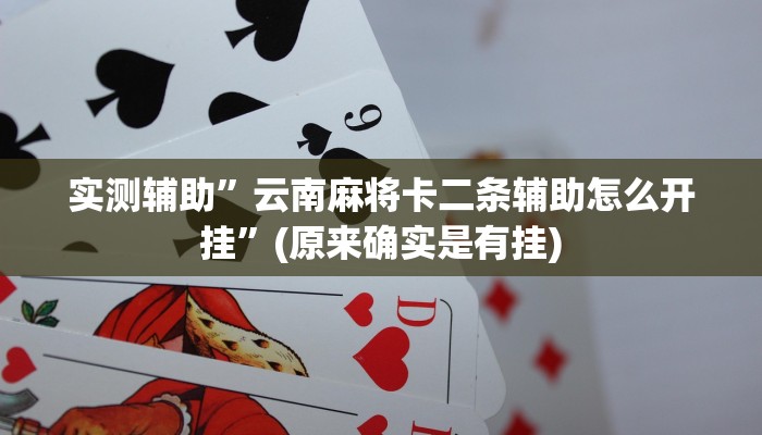 实测辅助”云南麻将卡二条辅助怎么开挂”(原来确实是有挂)