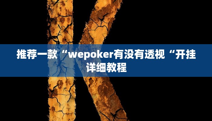 推荐一款“wepoker有没有透视“开挂详细教程