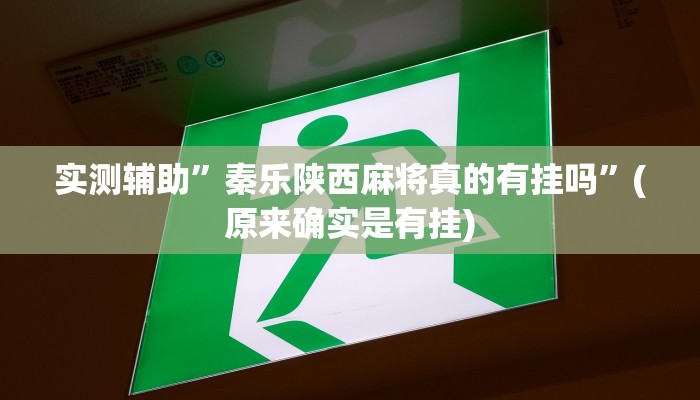 实测辅助”秦乐陕西麻将真的有挂吗”(原来确实是有挂)