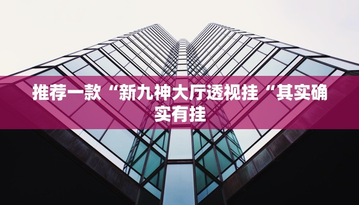 推荐一款“新九神大厅透视挂“其实确实有挂