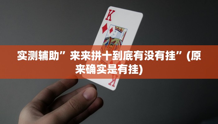 实测辅助”poker用挂开挂软件”(原来确实是有挂)