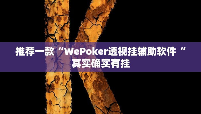 推荐一款“WePoker透视挂辅助软件“其实确实有挂