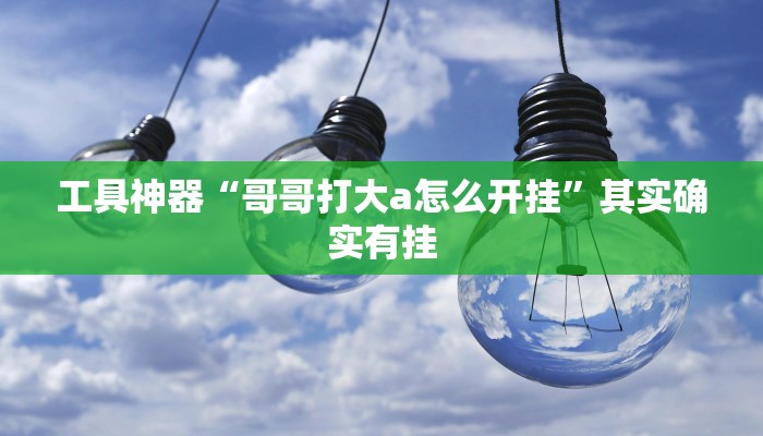 工具神器“哥哥打大a怎么开挂”其实确实有挂