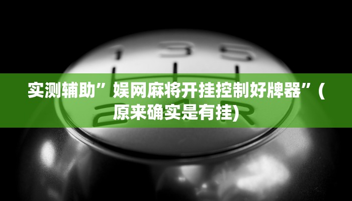 实测辅助”娱网麻将开挂控制好牌器”(原来确实是有挂)