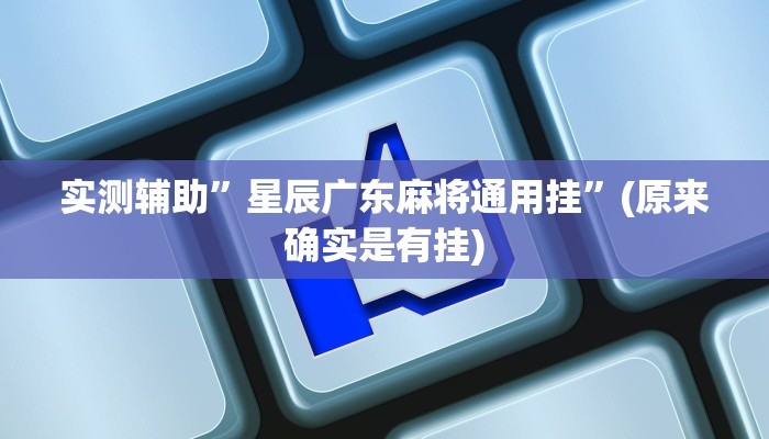 实测辅助”星辰广东麻将通用挂”(原来确实是有挂)
