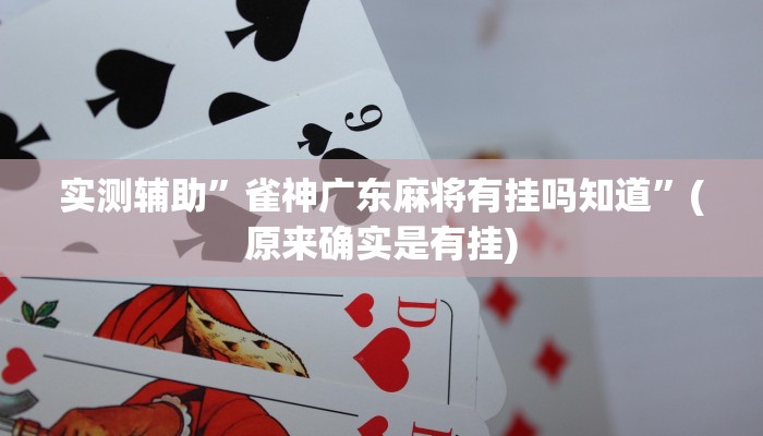 实测辅助”雀神广东麻将有挂吗知道”(原来确实是有挂)