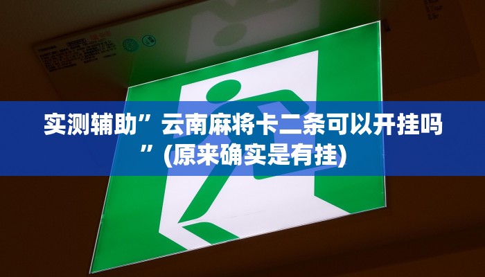 实测辅助”云南麻将卡二条可以开挂吗”(原来确实是有挂)