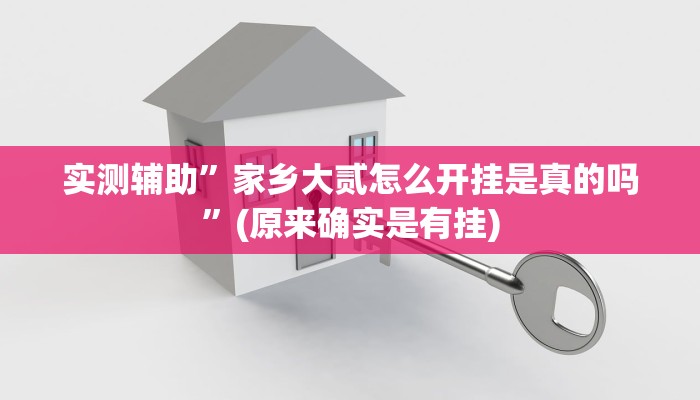 实测辅助”家乡大贰怎么开挂是真的吗”(原来确实是有挂)