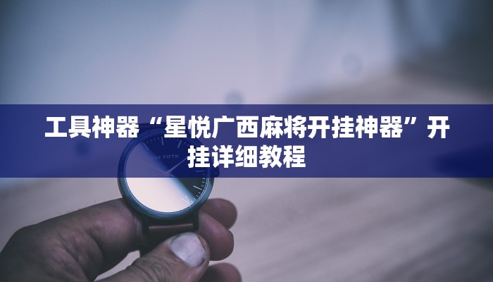 工具神器“星悦广西麻将开挂神器”开挂详细教程