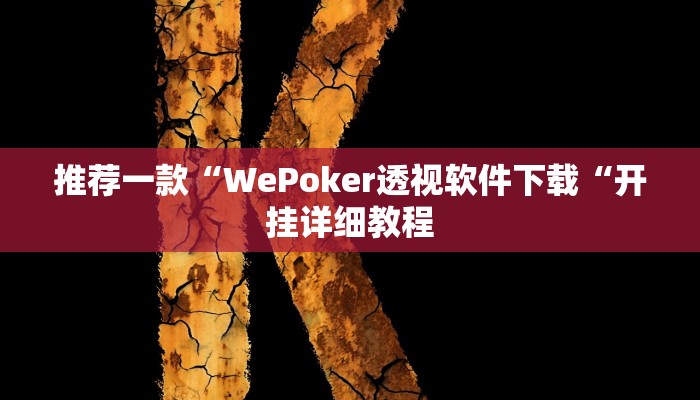推荐一款“WePoker透视软件下载“开挂详细教程