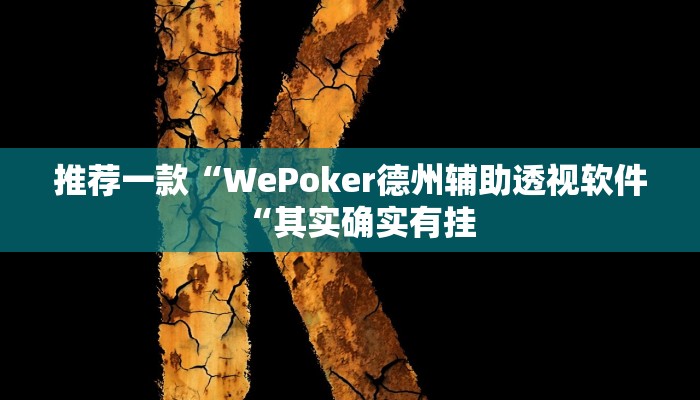推荐一款“WePoker德州辅助透视软件“其实确实有挂