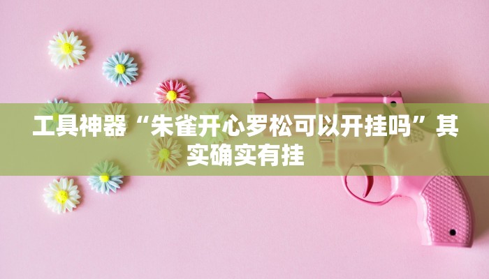 工具神器“朱雀开心罗松可以开挂吗”其实确实有挂