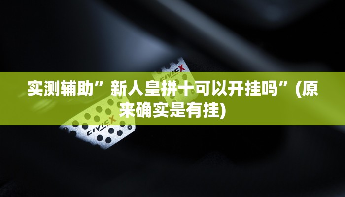 实测辅助”新人皇拼十可以开挂吗”(原来确实是有挂)