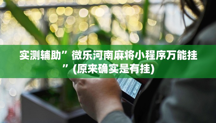 实测辅助”微乐河南麻将小程序万能挂”(原来确实是有挂)