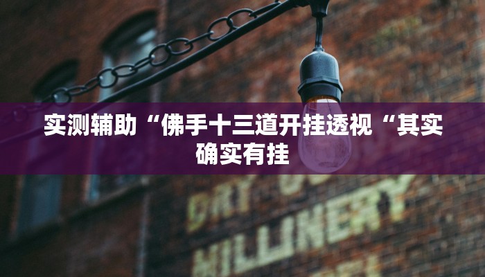 实测辅助“佛手十三道开挂透视“其实确实有挂