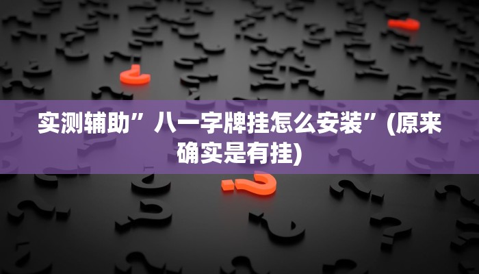 实测辅助”八一字牌挂怎么安装”(原来确实是有挂)