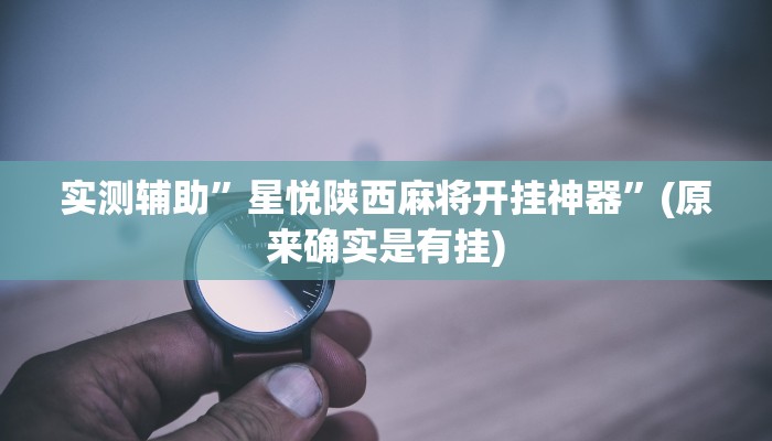 实测辅助”星悦陕西麻将开挂神器”(原来确实是有挂)