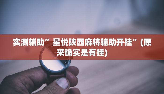 实测辅助”星悦陕西麻将辅助开挂”(原来确实是有挂)
