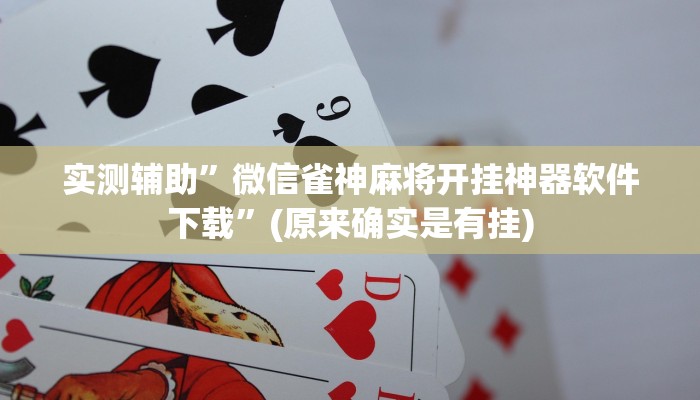 实测辅助”微信雀神麻将开挂神器软件下载”(原来确实是有挂)