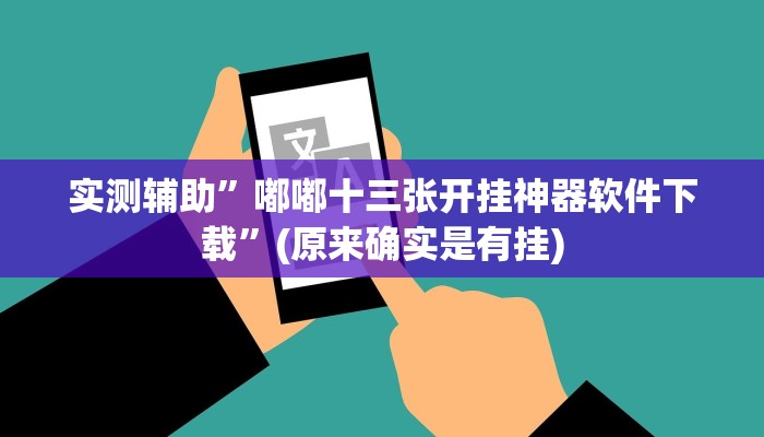 实测辅助”嘟嘟十三张开挂神器软件下载”(原来确实是有挂)