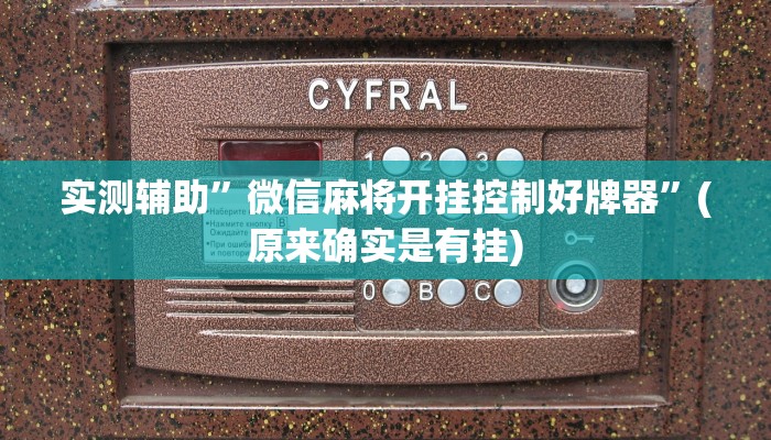 实测辅助”微信麻将开挂控制好牌器”(原来确实是有挂)