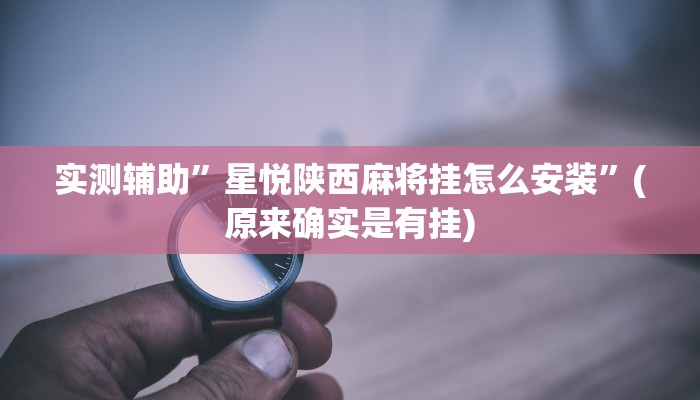 实测辅助”星悦陕西麻将挂怎么安装”(原来确实是有挂)