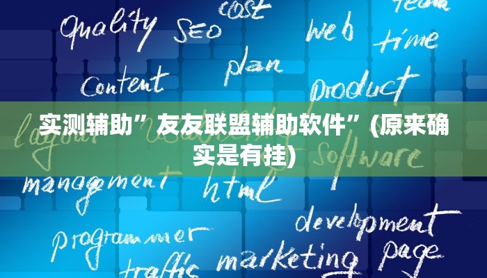实测辅助”友友联盟辅助软件”(原来确实是有挂)
